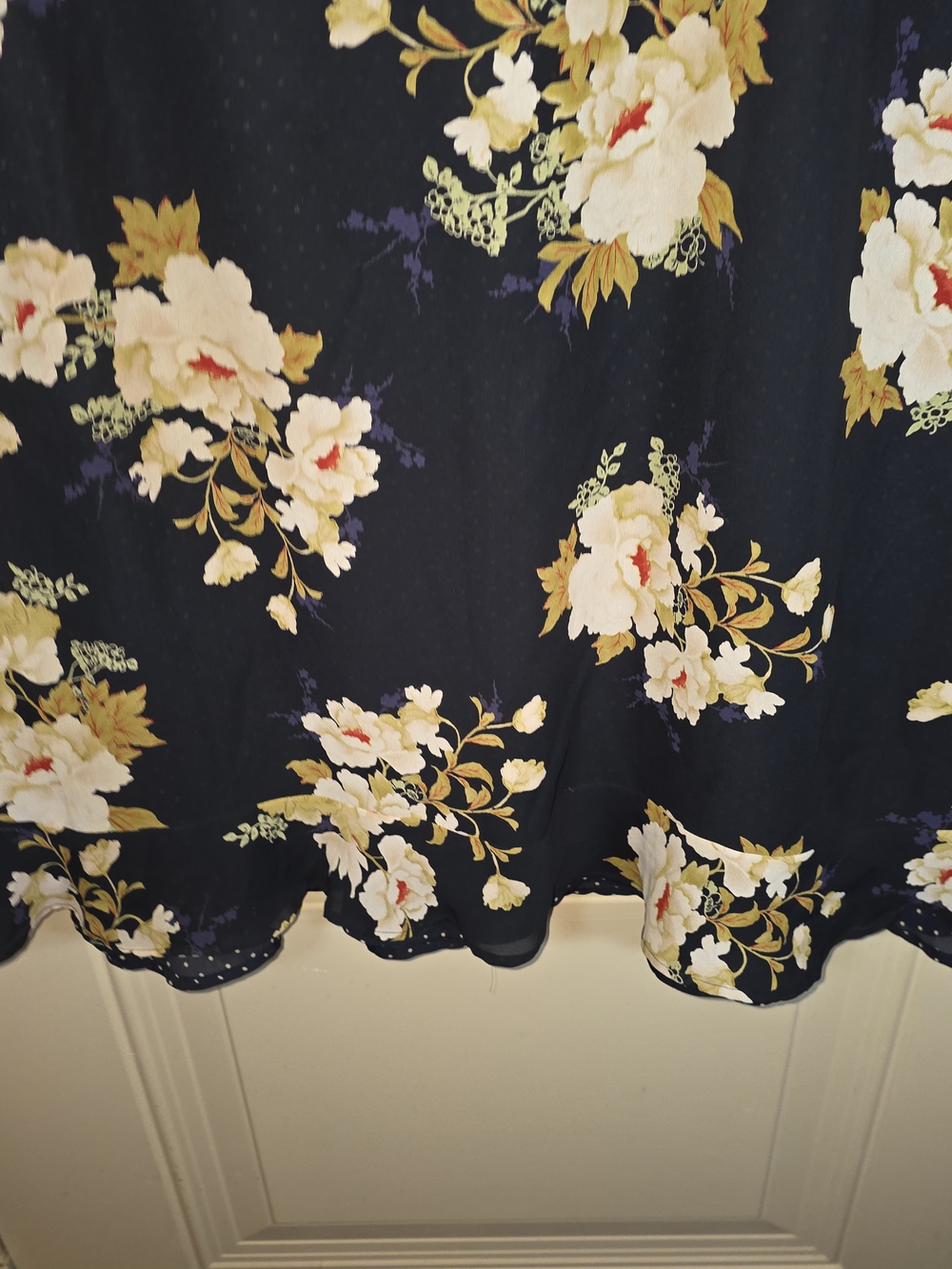 Reversible‎ Polka Dot Floral Midi/Maxi Skirt Navy Chiffon Boho Cottagecore 2x/3x - Picture 8 of 9